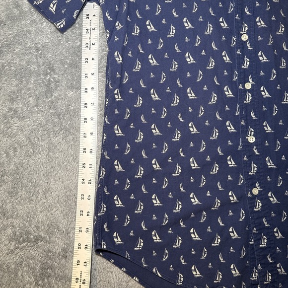 Ralph Lauren Men's SZ S Blue & White Sail Boat Short Sleeve Button Down Shirt - Picture 9 of 15